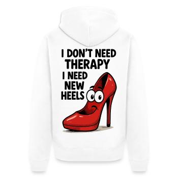 High Heels Therapy Cartoon: Comic Schuhe mit Spruc - Unisex Premium Bio Zip Hoodie - Weiß - Hinten - Thijin (182cm)