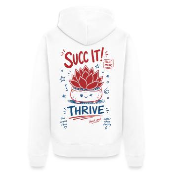 Succ It Thrive Cute Plant Succulent lover - Unisex Premium Organic Zip Hoodie - white - Back - Thijin (182cm)