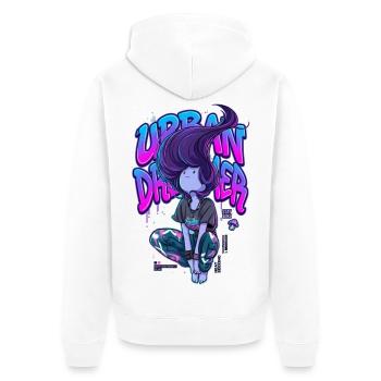 Urban Dreamer Lofi Anime Girl Graffiti Streetwear - Veste à capuche bio Premium Unisexe - blanc - Dos - Thijin (182cm)