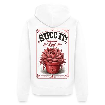Jardinage urbain Succulentes enracinées Radiant - Veste à capuche bio Premium Unisexe - blanc - Dos - Thijin (182cm)