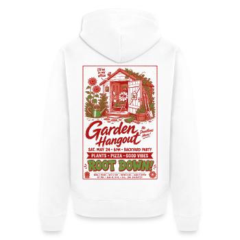 Jardin Garden Hangout Jardinage biologique - Veste à capuche bio Premium Unisexe - blanc - Dos - Thijin (182cm)