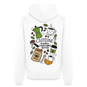 Caffeine Makes Everything Better - Unisex Premium Bio Zip Hoodie - Weiß - Hinten - Thijin (182cm)