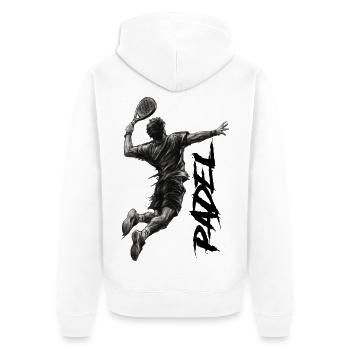 Padel - Unisex Premium Bio Zip Hoodie - Weiß - Hinten - Thijin (182cm)