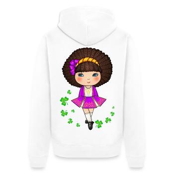 Süßes irisches Tänzermädchen im lila Kleid - Unisex Premium Bio Zip Hoodie - Weiß - Hinten - Thijin (182cm)