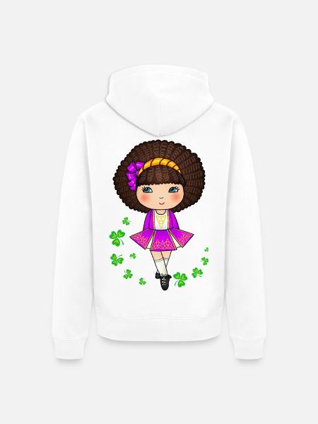 Süßes irisches Tänzermädchen im lila Kleid - Unisex Premium Bio Zip Hoodie - Weiß
