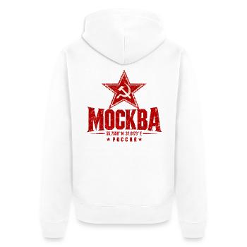 Moskau - Russland - Soviet-Union - Roter Stern - Unisex Premium Bio Zip Hoodie - Weiß - Hinten - Thijin (182cm)