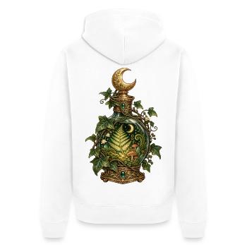 Mondschein Garten Elixierflasche - Unisex Premium Bio Zip Hoodie - Weiß - Hinten - Thijin (182cm)
