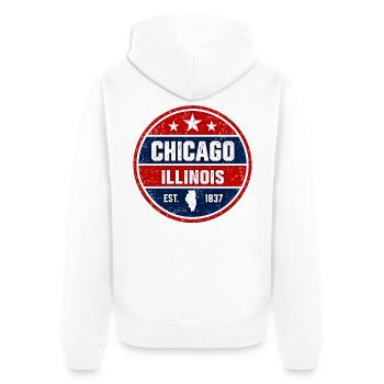 Chicago - Illinois - 1837 - United States  America - Unisex Premium Bio Zip Hoodie - Weiß - Hinten - Thijin (182cm)