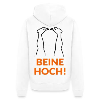 Motivation Beine Hoch - Unisex Premium Bio Zip Hoodie - Weiß - Hinten - Thijin (182cm)