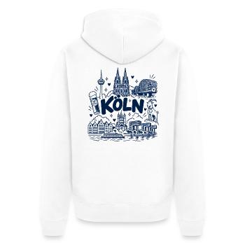 Köln - Wahrzeichen - Deutschland - Rhein - Dom - Unisex Premium Bio Zip Hoodie - Weiß - Hinten - Thijin (182cm)