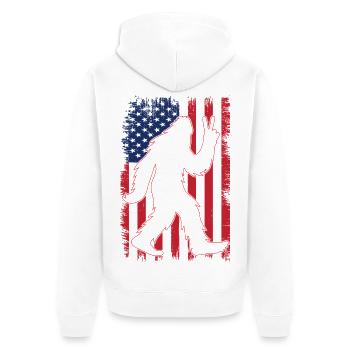 American Flag Bigfoot Yeti Patriotic Forest - Unisex Premium Bio Zip Hoodie - Weiß - Hinten - Thijin (182cm)