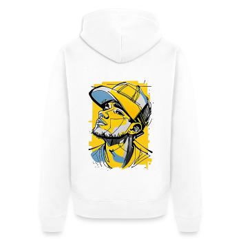Stylischer Hip Hop Charakter - Unisex Premium Bio Zip Hoodie - Weiß - Hinten - Thijin (182cm)