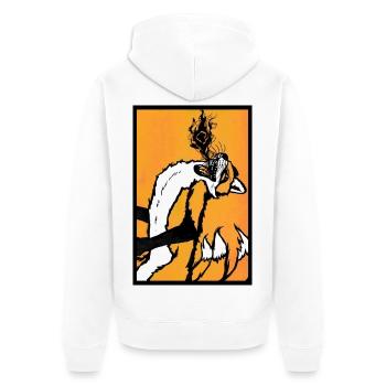 Kitsunefire - Unisex Premium Bio Zip Hoodie - Weiß - Hinten - Thijin (182cm)