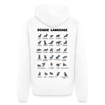 Doggie Language - Unisex Premium Organic Zip Hoodie - white - Back - Thijin (182cm)