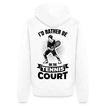 Tennistrainer Witz - Unisex Premium Bio Zip Hoodie - Weiß - Hinten - Thijin (182cm)