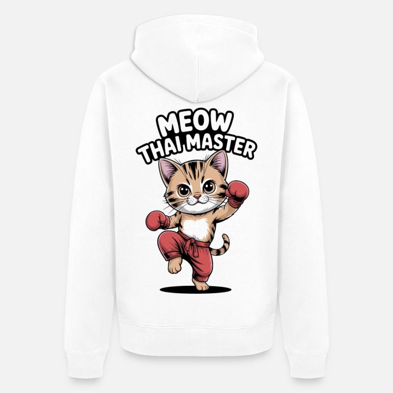 Chaton Karaté Master Design - Veste à capuche bio Premium Unisexe - blanc