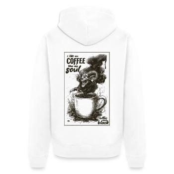 Coffee and Soul - Unisex Premium Bio Zip Hoodie - Weiß - Hinten - Thijin (182cm)