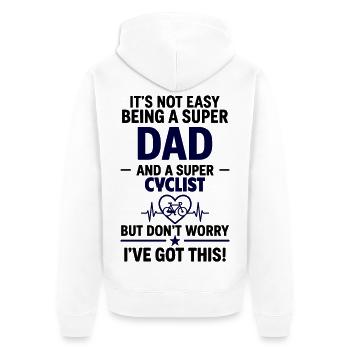 Herz + Radsport – Super Papa Radfahrer - Unisex Premium Bio Zip Hoodie - Weiß - Hinten - Thijin (182cm)