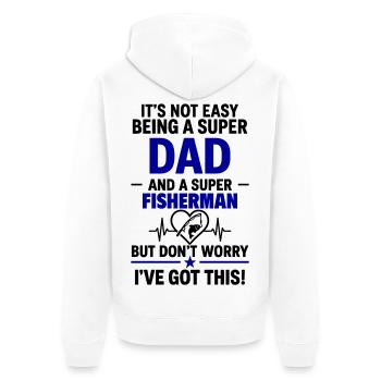 Herz + Angeln – Super Papa Angler - Unisex Premium Bio Zip Hoodie - Weiß - Hinten - Thijin (182cm)