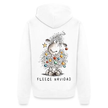 Fleece Navidad Christmas Sheep Cartoon Sheep - Unisex Premium Organic Zip Hoodie - white - Back - Thijin (182cm)