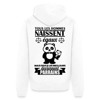 Motif Parrain Panda – Cadeau Meilleur Parrain - Veste à capuche bio Premium Unisexe - blanc - Dos - Thijin (182cm)