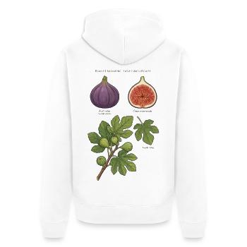 Botanical Plate Fig Ficus Carica - Unisex Premium Organic Zip Hoodie - white - Back - Thijin (182cm)