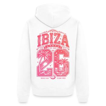 Ibiza 26 Trikot - Unisex Premium Bio Zip Hoodie - Weiß - Hinten - Thijin (182cm)