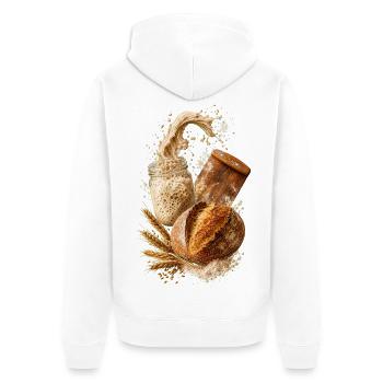 Handwerksbrot und rustikaler Sauerteig - Unisex Premium Bio Zip Hoodie - Weiß - Hinten - Thijin (182cm)