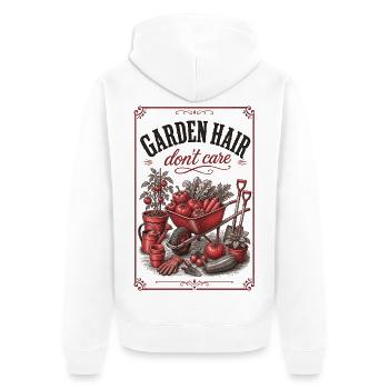 Garden Hair Don't Care Organic Gardening - Unisex Premium Bio Zip Hoodie - Weiß - Hinten - Thijin (182cm)
