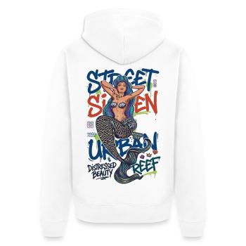 Street Siren Urban Mermaid Graffiti Streetwear Art - Unisex Premium Organic Zip Hoodie - white - Back - Thijin (182cm)