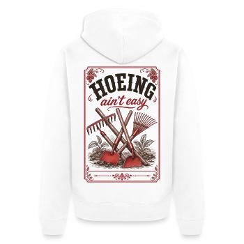 Houer n’est pas facile. Le jardinage biologique - Veste à capuche bio Premium Unisexe - blanc - Dos - Thijin (182cm)
