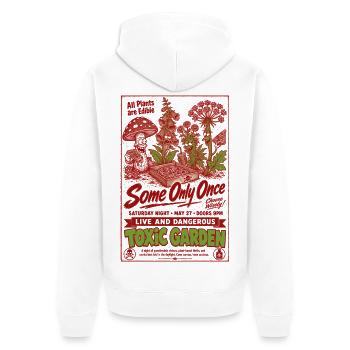 Jardinage urbain toxique : toutes les plantes sont comestibles - Veste à capuche bio Premium Unisexe - blanc - Dos - Thijin (182cm)