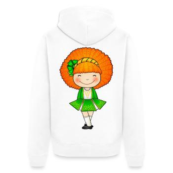 Süßes irisches Tänzermädchen im grünen Kleid - Unisex Premium Bio Zip Hoodie - Weiß - Hinten - Thijin (182cm)