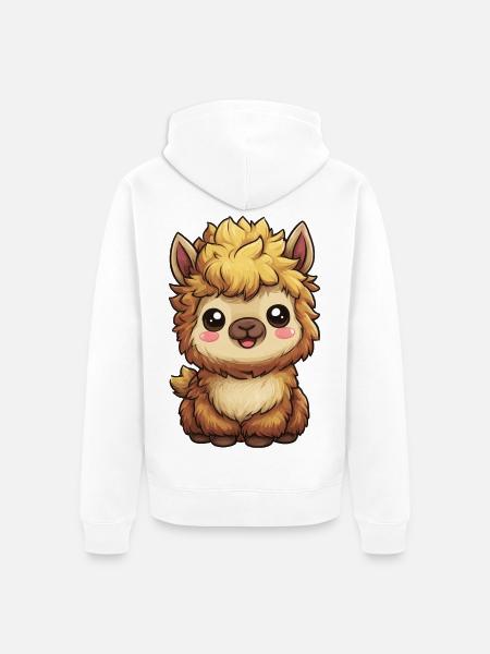 Kuschelige Alpaka-Karikatur - Unisex Premium Bio Zip Hoodie - Weiß