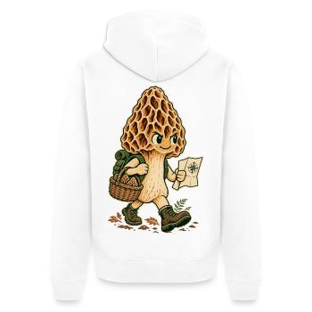 Pilzpfad Entdecker Illustration - Unisex Premium Bio Zip Hoodie - Weiß - Hinten - Thijin (182cm)