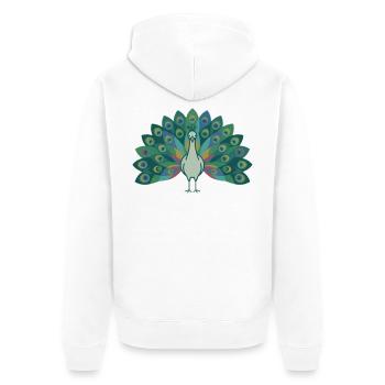 Pfau - Unisex Premium Bio Zip Hoodie - Weiß - Hinten - Thijin (182cm)