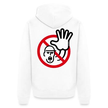 Panneau d’avertissement / avertissement / interdiction (symbole / 2C) - Veste à capuche bio Premium Unisexe - blanc - Dos - Thijin (182cm)