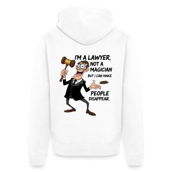 Anwalt Magier Spruch | Lustiges Jura Geschenk - Unisex Premium Bio Zip Hoodie - Weiß - Hinten - Thijin (182cm)