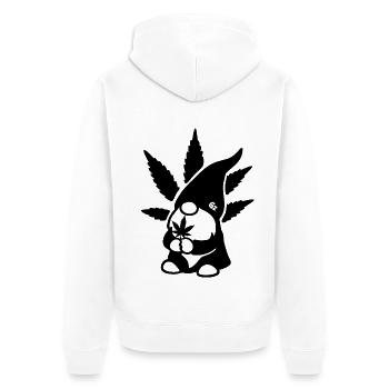 Süßer Hanf Gnom/Zwerg mit Cannabisblatt - Weedlove - Unisex Premium Bio Zip Hoodie - Weiß - Hinten - Thijin (182cm)