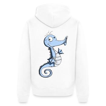 Lustiges Seepferdchen - Seepferd - Seepferde - Unisex Premium Bio Zip Hoodie - Weiß - Hinten - Thijin (182cm)
