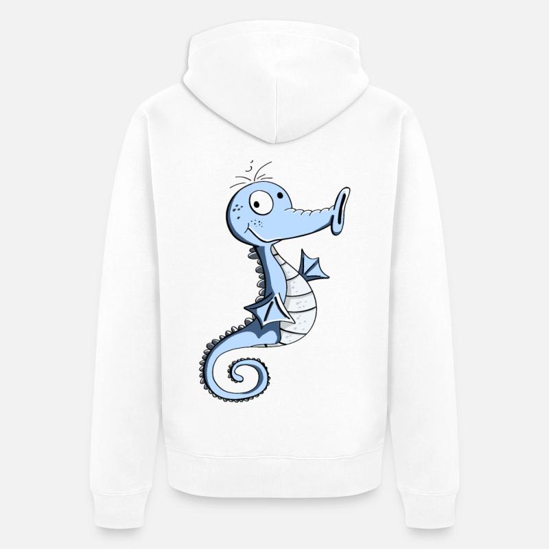 Hippocampe drôle - Hippocampe - Hippocampes - Veste à capuche bio Premium Unisexe - blanc