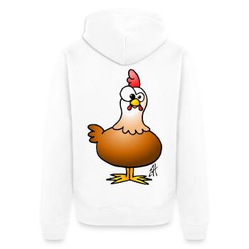 Chicken - Hen - Unisex Premium Organic Zip Hoodie - white - Back - Thijin (182cm)