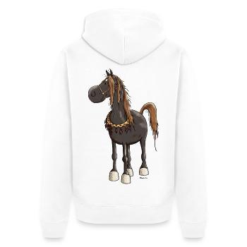 Pfiffiges Araber Pferd - Araber - Unisex Premium Bio Zip Hoodie - Weiß - Hinten - Thijin (182cm)