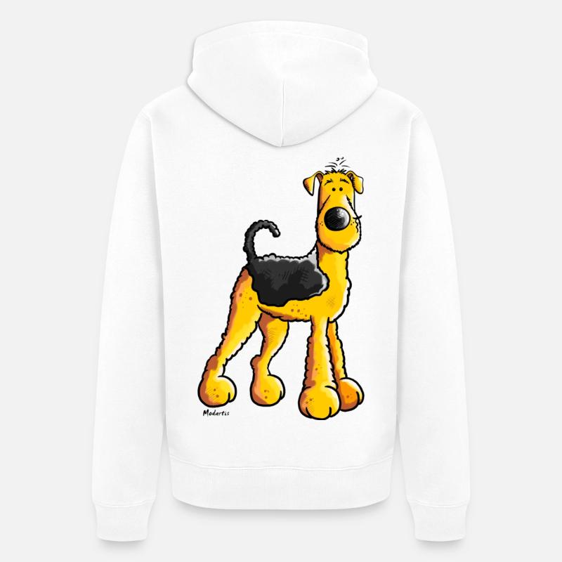Doux Airedale Terrier - Veste à capuche bio Premium Unisexe - blanc