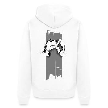 Parkour Salto Freerunning Symbol Graphic icon Logo - Unisex Premium Organic Zip Hoodie - white - Back - Thijin (182cm)