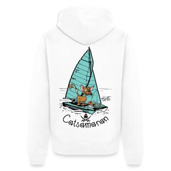 Catamaran Cat Boat - Unisex Premium Organic Zip Hoodie - white - Back - Thijin (182cm)