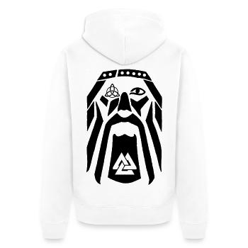 Wikingerkrieger (schwarz) - Unisex Premium Bio Zip Hoodie - Weiß - Hinten - Thijin (182cm)
