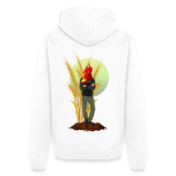 Chicken Man Rooster Comb Hybride - Veste à capuche bio Premium Unisexe - blanc - Dos - Thijin (182cm)