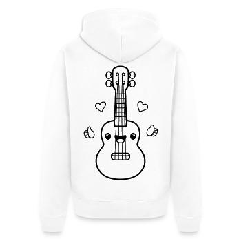 Ukulele Cartoon Look - Unisex Premium Bio Zip Hoodie - Weiß - Hinten - Thijin (182cm)