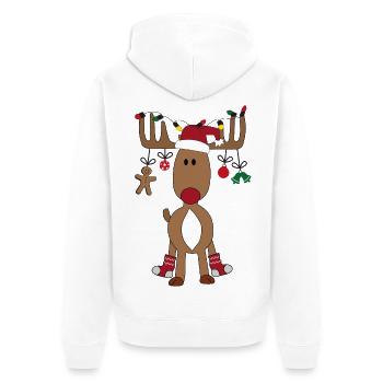 Weihnachten mit Rentier - Unisex Premium Bio Zip Hoodie - Weiß - Hinten - Thijin (182cm)